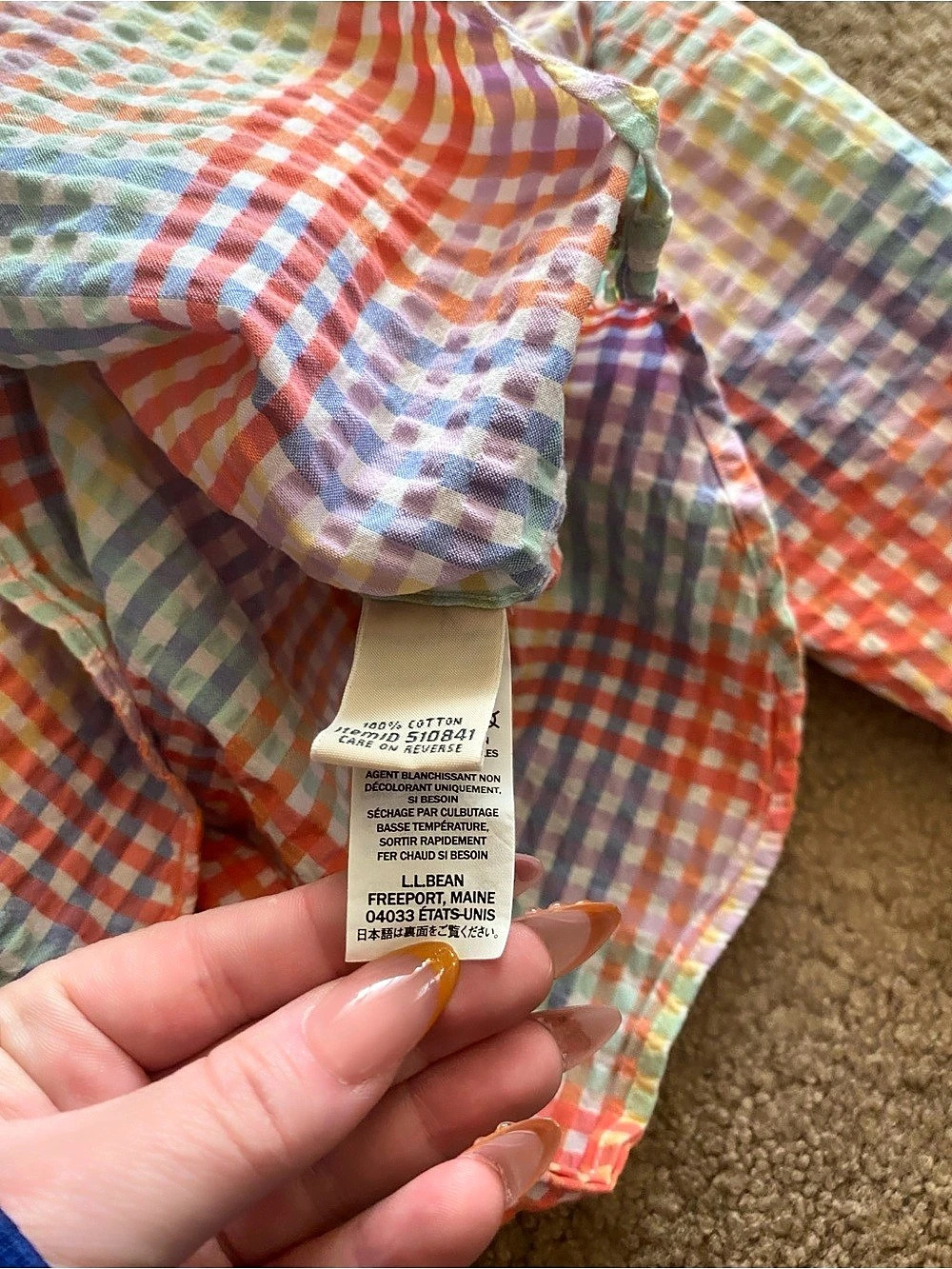 L.L.Bean Plaid Cotton Button Down XL PET Like New - Picture 7 of 10